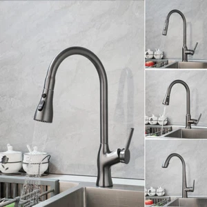 360°Swivel Single Handle Pull Out Spray Kitchen Sink Faucet Gun Metal Mixer Taps - Imagen 1 de 69