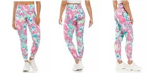 ZELOS Women's Multicolor WHT Flora Abstract Print tight Leggings Size L NWT - Picture 1 of 8