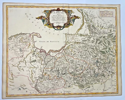 PRÚSSIA POLÔNIA LITUÂNIA 1751 ROBERT DE VAUGONDY MAPA ANTIGO GRANDE SÉCULO XVIII - Imagem 1 de 4