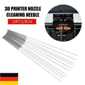 10 Stück 0.2-0.4MM Metall Flexible Reinigungsnadel Für Düse Für 3D-Drucker DE - Picture 1 of 12