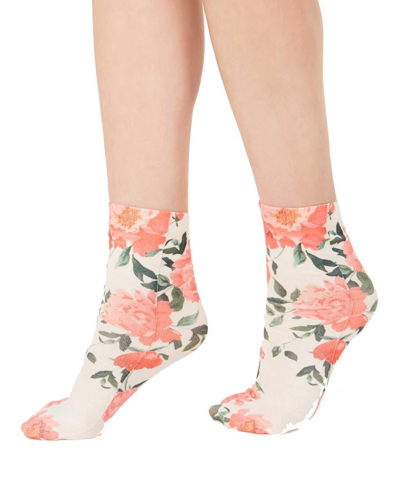Inc International Concepts Womens Printed Anklet Socks Pink Floral