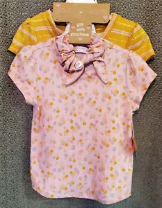 Young Hearts Girls 2 Pc Pink Floral & Multicolor Stripe Top Set Size 4 NWT - Picture 1 of 8