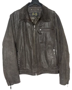 VTG Scully Distressed Suede Leather Moto Jacket Brown Mens Sz Large Zipper Cuffs - Picture 1 of 7