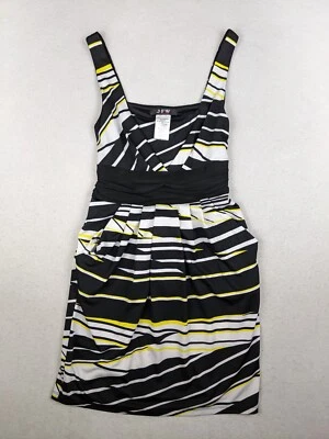 J.F.W. - WOMEN'S BLACK WHITE YELLOW STRIPED STRETCH KNIT DRESS - SIZE M - Image 1 of 4