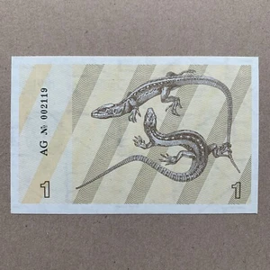Lizards Lithuania 1 Talonas Banknote 1991 EX-USSR UNC  Lithuanian Currency - Picture 1 of 2