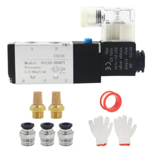 1/4"NPT 2 Position 5 Way J 4v210-08  Normally Closed Electric Solenoid Valve set - Picture 1 of 12