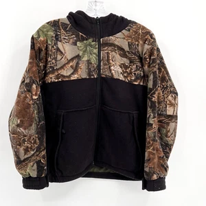 CABELA'S Kids Youth Size L Black/Camouflage Full-Zip Lined Hooded Fleece Jacket - Picture 1 of 9