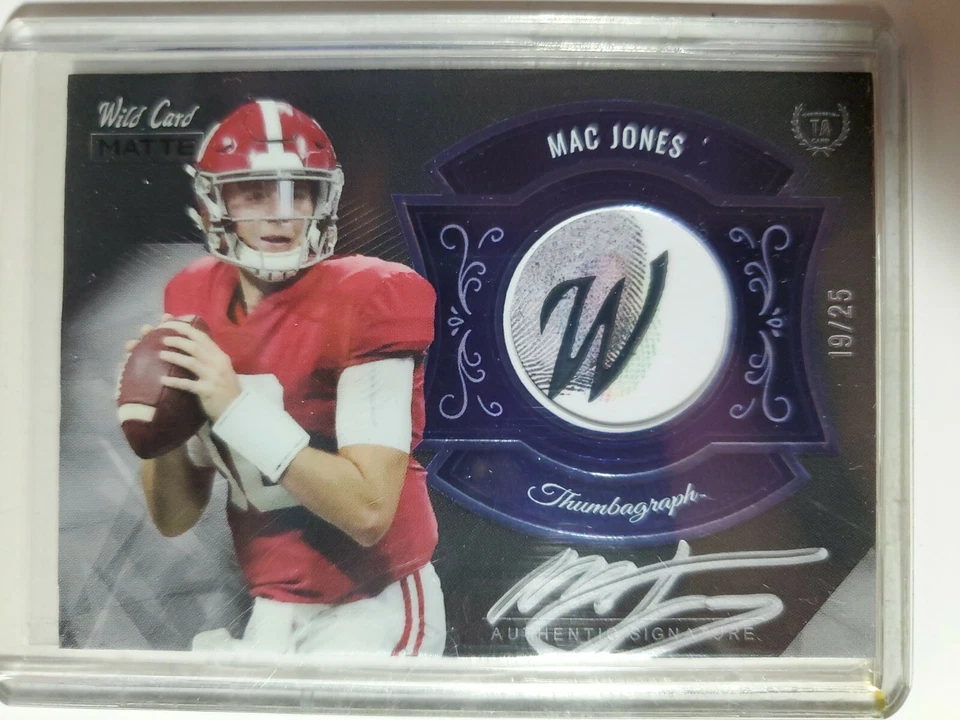 Mac Jones 2021 Wild Card Matte Thumbagraph On Card Auto Thumb Print 19/25 PATS - Image 1 of 2