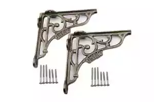 6X6 PAIR OF CAST IRON WALL SHELF BRACKETS GNER SUPPLIED WITH MATCHING SCREWS - Picture 1 of 3