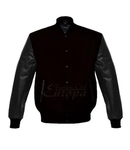 Chaqueta/mangas de cuero negras universitarias de alta calidad Letterman XS-4XL - Imagen 1 de 6