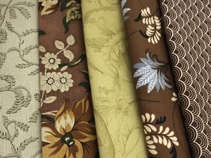 Gold & Brown Hues French Theme Quilting Sewing Fabric Lot; Cotton (RF981) - Picture 1 of 12