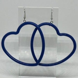 Lots of colours. heart hoop earrings. Acrylic with hooks. 9.5 cm long - Picture 1 of 50