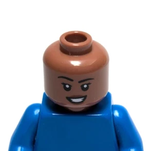 Lego - Cabeza de minifigura - Doble cara - Mujer, piel oscura, sonrisa / ceño fruncido - Imagen 1 de 2