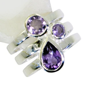 Amethyst Solid Silver Ring Handmade Jewelry For Occasion Gift US - Picture 1 of 2