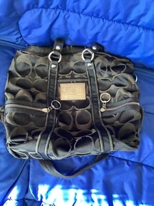 Coach Poppy No C0969-13847 Logo Cloth 15 inch Shoulder/Hand Bag - Pre-owned - Picture 1 of 11