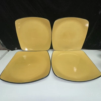 LOT OF 4--Corelle Square HEARTHSTONE Tumeric Yellow 11.5" DINNER PLATES - Image 1 of 4