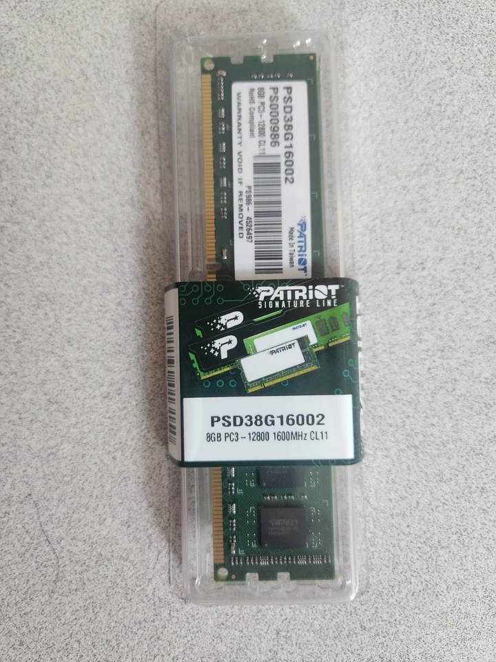 Patriot Signature 8GB DDR3 CL11 PC3-12800 1600MHz DIMM (PSD38G16002) NEW - Image 1 of 1