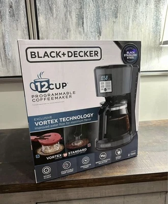 Black+Decker 12-Cup Silver Accents Programmable Coffeemaker with VortexTechnoloy - Image 1 of 2