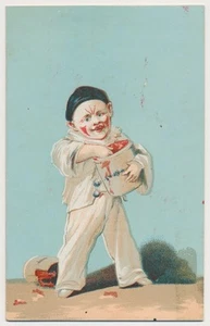 Young Child in Pierrot Clown Costume - Victorian Trade Card 1880s - Picture 1 of 2