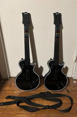 2 XBOX 360 Wireless Gibson Les Paul Guitars Hero Controller Red Octane Working - Image 1 of 4