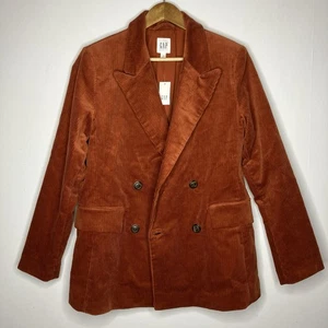 Gap Women's Double Breasted Corduroy Blazer Copper Rust Red Orange Size 10 New - Picture 1 of 12