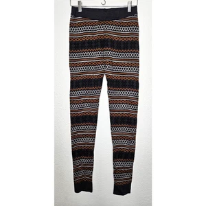 Romeo & Juliet Couture Womens Leggings Medium Brown Black Tribal Knit Wool Blend - Picture 1 of 8
