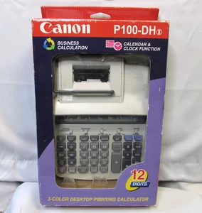 Canon P100-DHII Desktop Printing Calculator 12 Digit Cost Sell Margin Clock - Picture 1 of 8