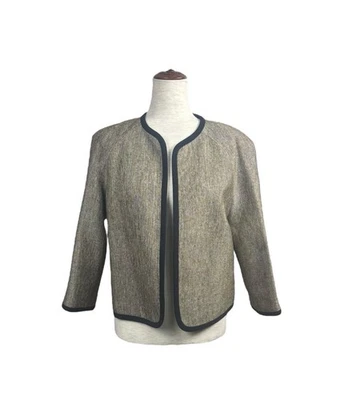 Chaqueta para mujer Kasper talla 6 abierta tostada negra ribete blazer oficina carrera Foto 1 de 4