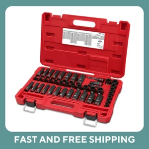43pc Milwaukee Shockwave 3/8" Drive SAE/Metric Deep 6 Point Impact Socket Set - Picture 1 of 3