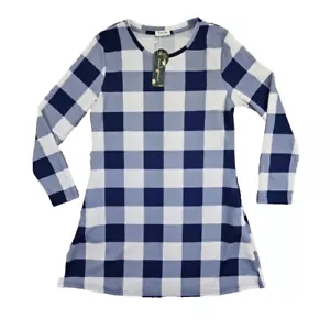 Blooming Jelly Sheath Dress Size Large Blue & White Windowpane Long Sleeve Y2K - Picture 1 of 16