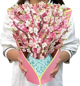 12 inch Paper Flower 3D Pop Up Greeting Cards Mother's Day Wedding Birthday Gift - Picture 1 of 6
