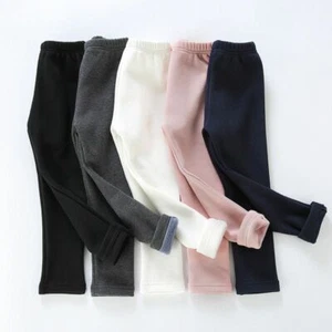 2T-11 Size Thick Casual Pants Plain Color Trousers Girls Warmer Leggings Outwear - Picture 1 of 18