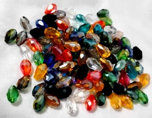 100+ Pc LOT 8-10mm Sparkling Glass Teardrops DIY Jewelry Making - Picture 1 of 4