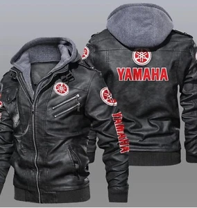 Handmade Real Leather Removeable Hood Yamaha Jacket -Valentine day gift - Picture 1 of 2