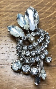 Traumhafte Brosche Strass silberfarben Kleinert Kaufbeuren Schmuck - Bild 1 von 9