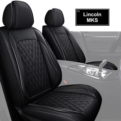 Black Car Front&Rear 5-Seat Covers Pad Fuax Leather For Lincoln MKS 2009-2016 Foto 1 de 4