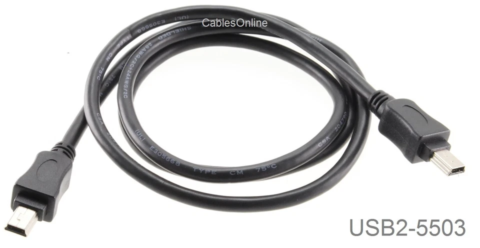 3ft CablesOnline USB 2.0 Mini-B 5-Pin to Mini-B 5-Pin Male/Male Cable, USB2-5503 - Image 1 of 4
