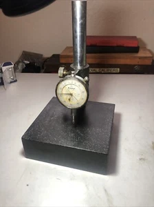 6x6x2” Granite Fine Adjust Height Comparator Stand W/ Mitutoyo 2413 Indicator - Picture 1 of 10