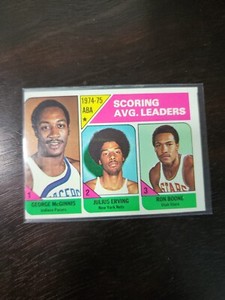 1975-76 Topps #221 1974-75 ABA Scoring Avg Leaders Dr J Basketball Card 