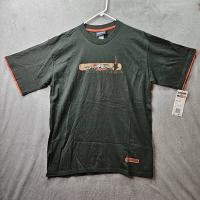 Camisa De Colección Jansport Para Hombres Grande Verde Naranja Elevación Cuello Redondo Manga Corta Camiseta Foto 1 de 4