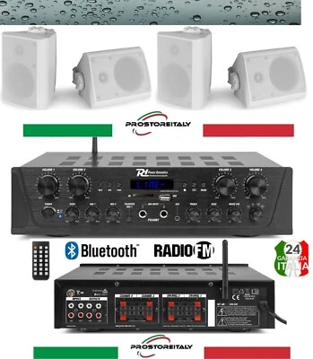 KIT AUDIO FILODIFFUSIONE PER ESTERNI VOLUME SEPARABILE 4 ZONE BLUETOOTH RADIO FM - Immagine 1 di 4