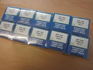10 x GREENSTOCK 40W 240V PEARL BC 190lm Old Bayonet Cap Long Life Light Bulb - Picture 1 of 5