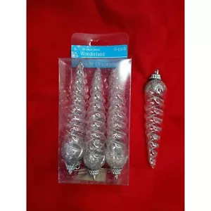 Adornos vintage de caráculo de la colección Christmas House Wonderland, transparentes con plata - Imagen 1 de 3