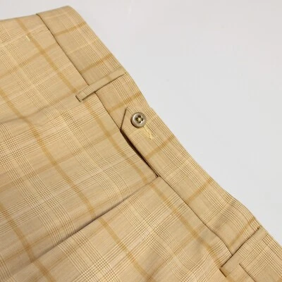 Zanella NWOT Noah 100% Wool Stretch Dress Pants Size 32 US In Yellow Plaid - Image 1 of 4