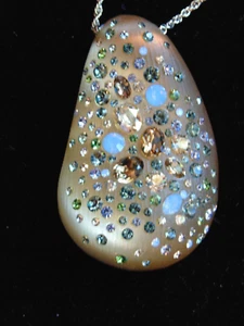Alexis Bittar Champagne Lucite Pendant Necklace Rhinestones Crystals Statement - Picture 1 of 10