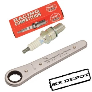 YAMAHA YZ125 1998 - 2023 NGK RACING SPARK PLUG BR9EG & RATCHET PLUG SPANNER - Picture 1 of 1