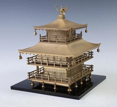 Японская старая винтажная латунная фигурка - Храм Золотого павильона - Всемирное наследие - Изображение 1 из 4