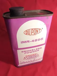 VINTAGE ADVERTISING DUPONT IMR-4895 GUN POWDER TIN CAN COLLECTIBLE GRAPHICS - Picture 1 of 5