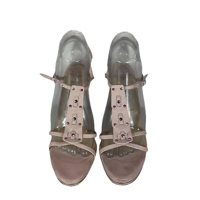 Sandalias Jimmy Choo Rosa Stiletto Tirantes Estrás Tacón Alto Plataforma Talla 38 Foto 1 de 4