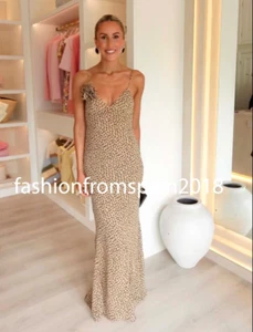 ZARA NEW WOMAN STRAPPY FLORAL POLKA DOT MAXI DRESS LIGHT BROWN 3675/535/730 - Picture 1 of 4